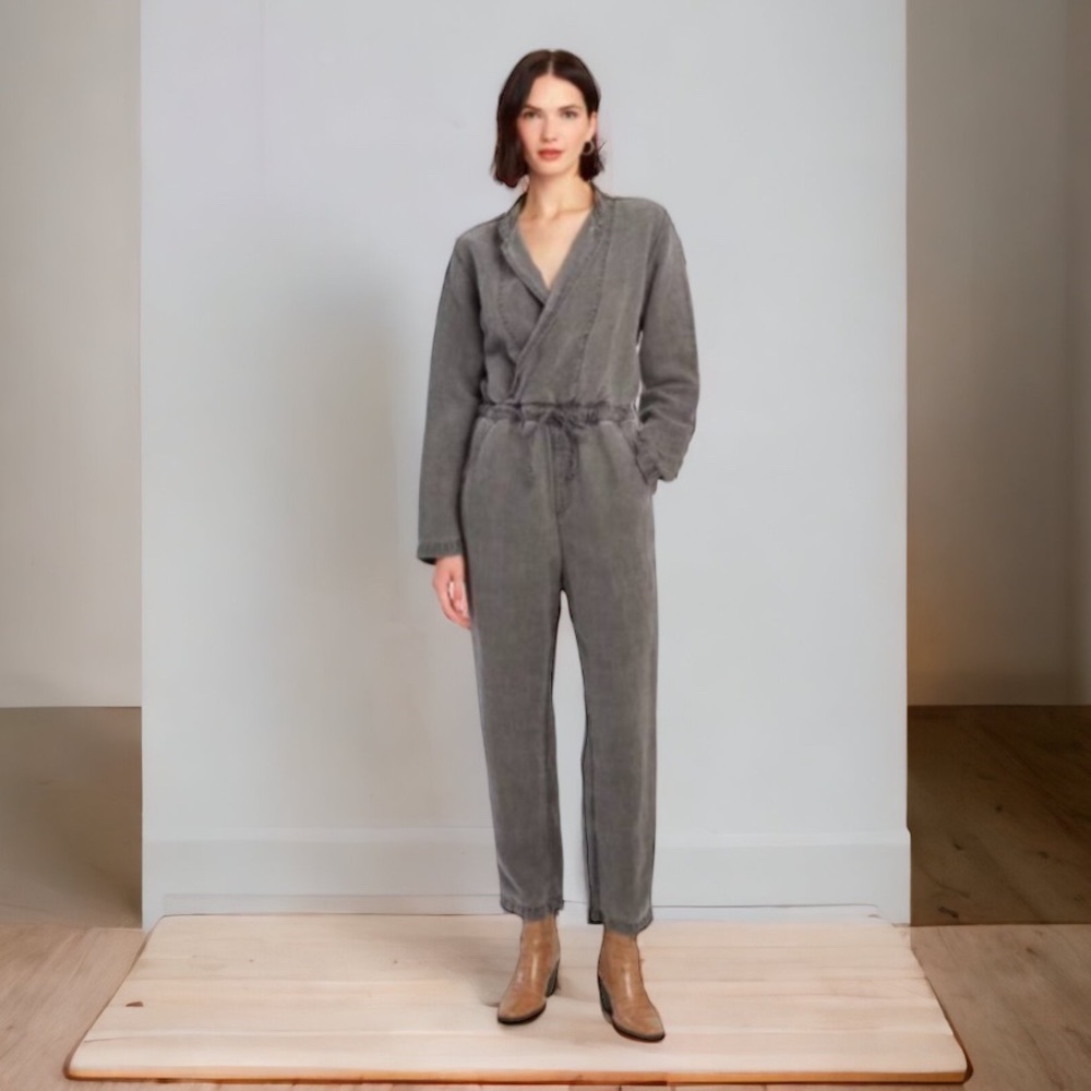Revolve NSF‎ Alana Asymmetric Slouchy Jumpsuit Coveralls Linen Lyocell NWT